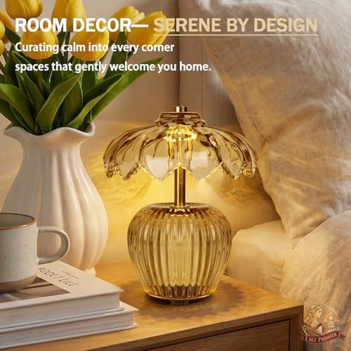 MJ PREMIER Rechargeable Table Lamp, Small Cordless Lamp with Timer, Yellow - Image 6