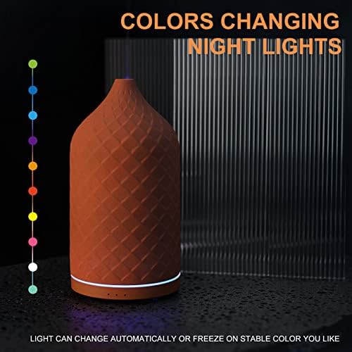 Essential Oil Diffuser for Home, Ceramic Aromatherapy Diffuser for Essential Oils, 120ml Oil Diffuser with Waterless Auto-Off and 7 LED Lights for Large Room Yoga Spa (Terracotta) - Image 5