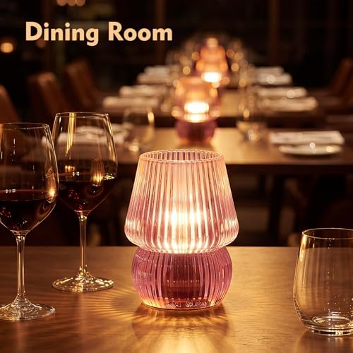 Small Battery Operated Lamp with Timer, Mushroom, Pink - Image 4