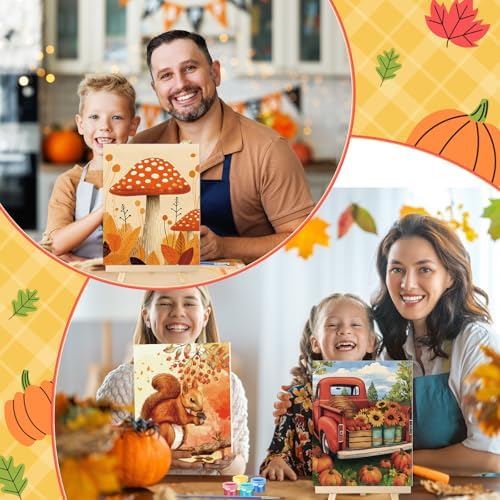 Zhanmai 72 Pcs 12 Sets Sip and Paint Kit Pre Drawn Canvas for Painting 8" x 10" Paint Party Canvas Painting Pre Printed Canvases for Party Favor DIY Virtual Adult's Date Night(Fall Thanksgiving) - Image 4