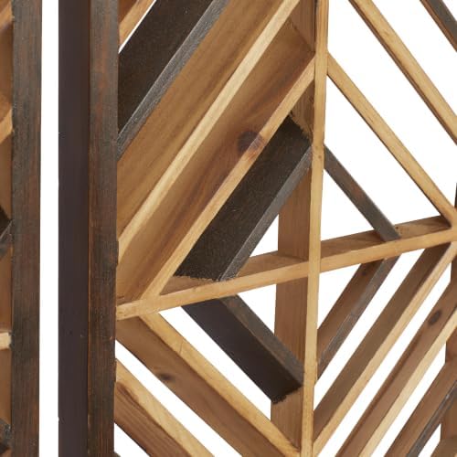 Deco 79 Wood Geometric Home Wall Decor Wall Art 12"W, 35"H, Oiled Brown - Image 5