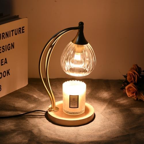 Candle Warmer Lamp with Timer - Dimmable Candle Warmer for Jar Candles-Electric Candles Warmers Light Birthday Gifts for Women Mom House Warming Gifts New Home Decor Gold and Transparent 2 Bulb - Image 2