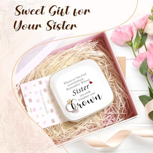 Sister Gifts Ceramic Ring Dish Tray, Encouragement Straighten Your Crown - Image 7