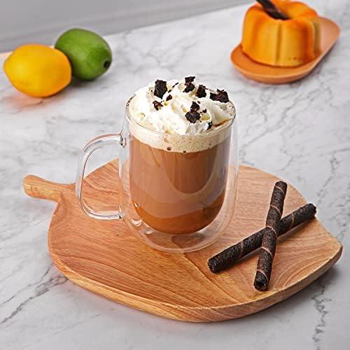 CNGLASS Glass Coffee Mugs 12oz,Double Wall Insulated Mug Set with Handle,Clear Glass Espresso Mugs for Latte,Cappuccino,Tea Bag,Hot and Cold Beverages,Set of 4 - Image 3