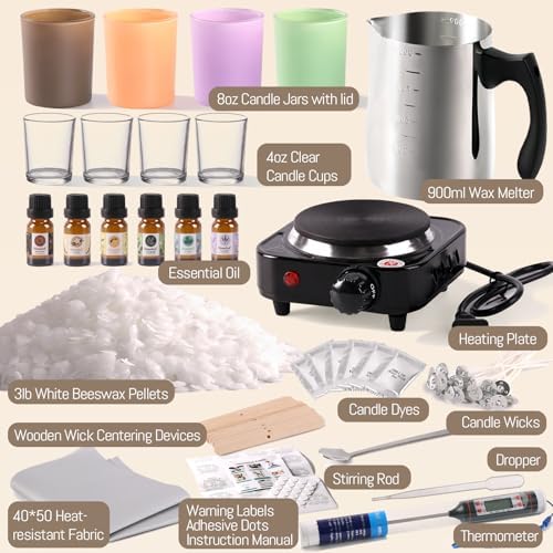 Candle Making Kit with Wax Melter, 3lb Beeswax Candle Wax for Candle Making - Image 2