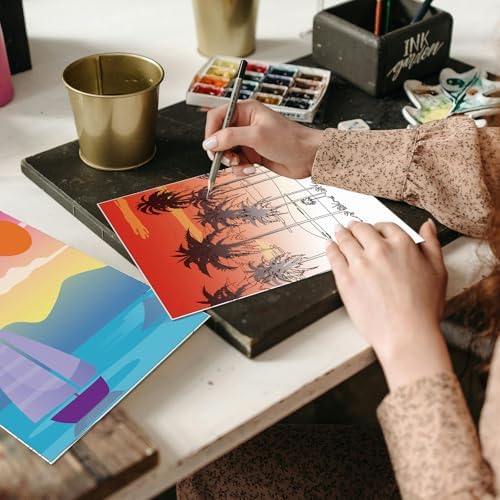 Sherr 24 Pcs Pre Drawn Canvas for Adult, Mountain, 8 x 10 Inch - Image 6