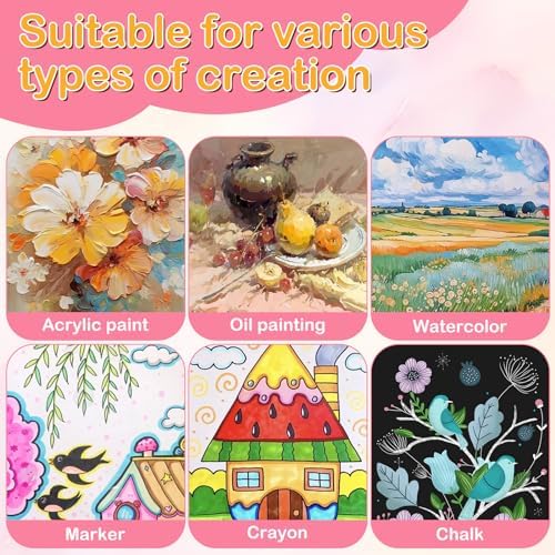 ESRICH 3x3IN Small Canvases for Painting, 32 Pack Mini Canvas Boards Cotton Painting Canvas Primed Acid Free Mini Blank Canvas Panels for Oil Paint,Watercolor,Acrylic Paint,Gouache&Tempera. - Image 4