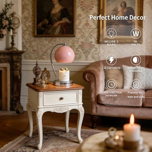 Wide Base Candle Warmer Lamp with Timer & Dimmer (Pink) - Image 2