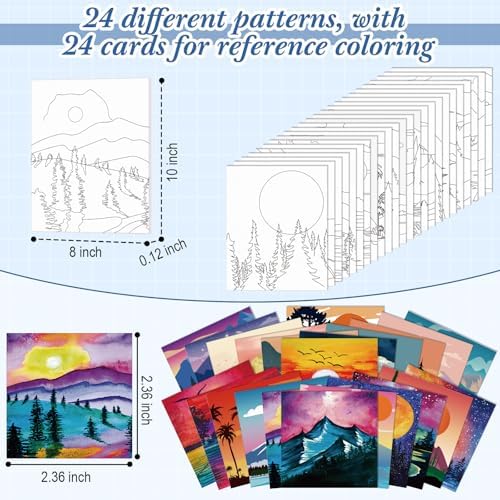Sherr 24 Pcs Pre Drawn Canvas for Adult, Mountain, 8 x 10 Inch - Image 3