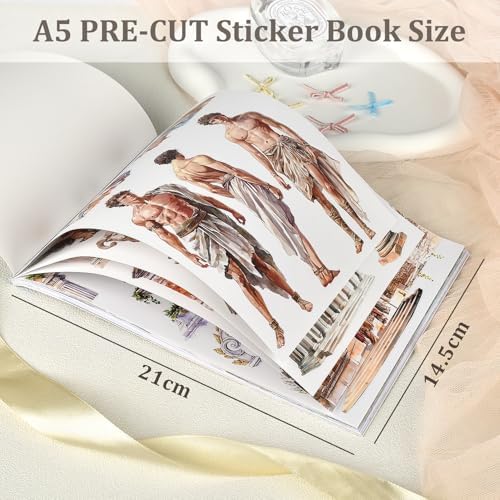 Snycler Under The Olive Tree Theme Sticker Scrapbooking Supplies for Junk Journal, 20 Sheets PET Stickers - Vintage Journaling Stickers, Ephemera Sticker Book Pre Cut, Junk Journal Supplies - Image 3