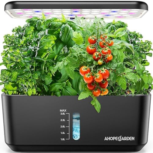 Ahopegarden Indoor Garden Hydroponics Growing System: 10 Pods Kit with LED by Ahopegarden