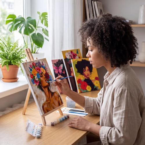 Amazingspark 16 Pcs Pre Drawn Canvas to Paint for Adults Flower Women - Image 6