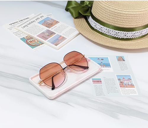 6.4" Porcelain Small Bathroom Narrow Mini Tray - Pink - Image 3