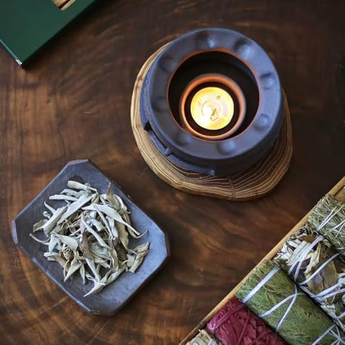 Ceramic Aromatherapy Burner — Candle Warmer for Herb, Natural Oil Fragrance Diffuser & Teapot Warmer, for Home Fragrance, Meditation, and Relaxation (E8-Little Cat Pattern Stove) - Image 4