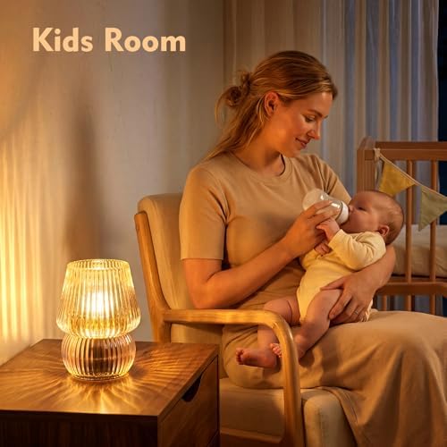Small Battery Operated Lamp with Timer, Mushroom, Amber - Image 5