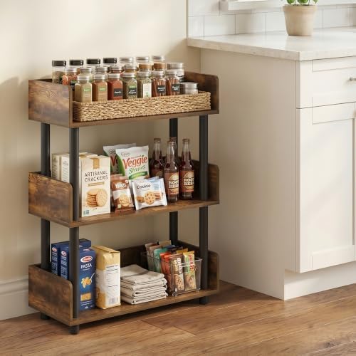 Furinno TURN-N-TUBE Display Shelf, 3-Tier Storage Shelves with Side Panels, Open Shelves Book Shelf with Rounded Corner Top Edges, for Organization and Storage, Living Room, Home Office, Amber Pine - Image 2