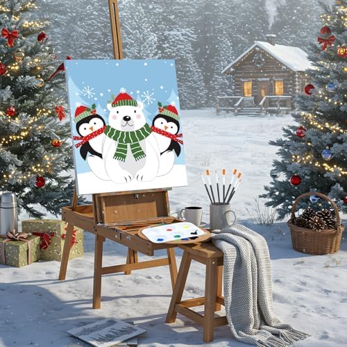 Ctosree 12 Pack Sip and Paint Kit Pre Drawn Canvas,Winter Xmas,10 x 8 Inch - Image 6