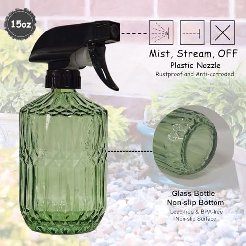 YYTSGG Glass Plant Mister Bottle, 15oz, Army Green, Adjustable Mist Nozzle - Image 3