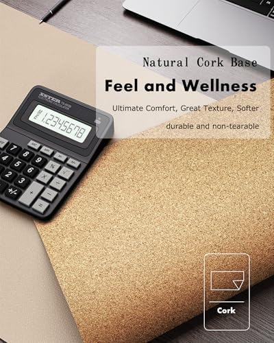YSAGi Double-Sided Desk Pad, 31.5"x15.7" Leather Desk Mat, Eco Cork Desk Pad Protector,Large Mouse Pad,Waterproof Desk Blotter for Office/Home (Beige/Cork) - Image 3