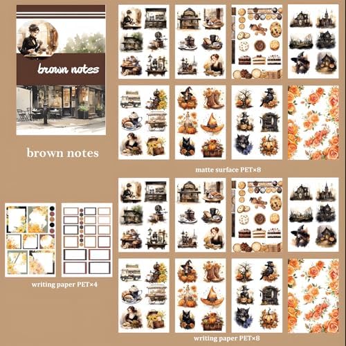 Snycler Sticker Book for Journal 20 Sheets Vintage PET Washi Stickers-7 - Image 6