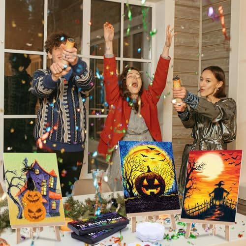 Cholemy 36 Pcs Paint and Sip Kit Gift for Adults 8''x10'',Halloween Pumpkin - Image 6