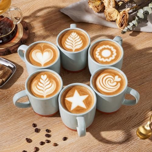 E-far Ceramic Coffee Mug Set of 6, 12oz Modern Coffee Cups, Speckled Gray - Image 4