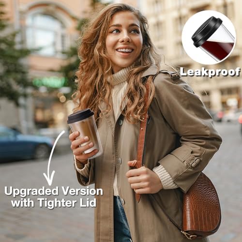 Qipecedm® 2 Packs Double Walled Glass Coffee Mugs with Silicone Lids, 12 OZ Reusable Glass Coffee Cups, Insulated Coffee Mugs, Cappuccino,Tea,Latte,Iced Coffee Cups, Glass Travel Mug, Heat Resistant - Image 5