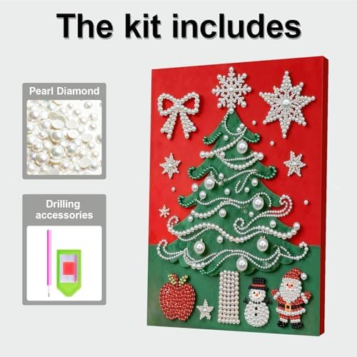 DIY Pearl Painting with Frame, Creative Design, Handmade Stress-Relieving Home Wall Decoration, Includes Frame and Tools-Christmas Tree - Image 7
