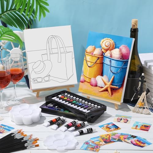Sherr 12 Pcs Pre Drawn Canvas for Adults,Colorful Hawaii,8 x 10 Inch - Image 2