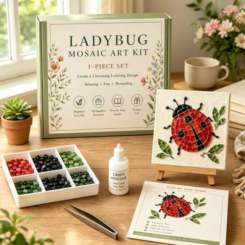 LWLQCZJ Sea Glass Art Kit - DIY Fun Craft Kit for Adults, Beginner Friendly (Ladybug) - Image 2