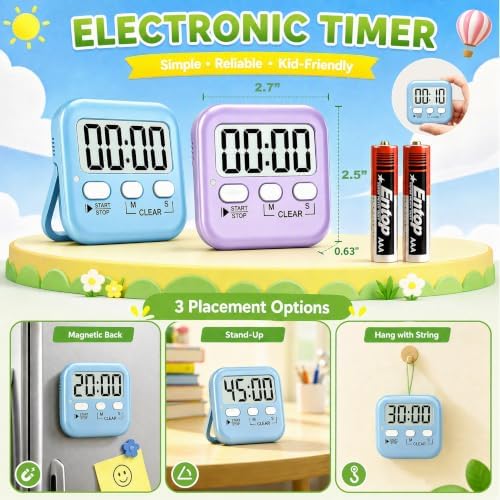 Antonki 2 Pack Digital Timer for Kids Classroom Kitchen Timers for Cooking - Image 5