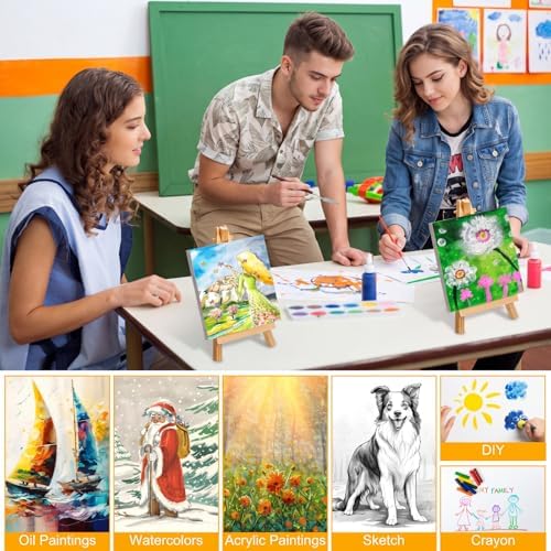 Mimorou 32 Pack Mini Canvas with Easel for Painting Wood, 2.4 x 2.4 Inch - Image 5