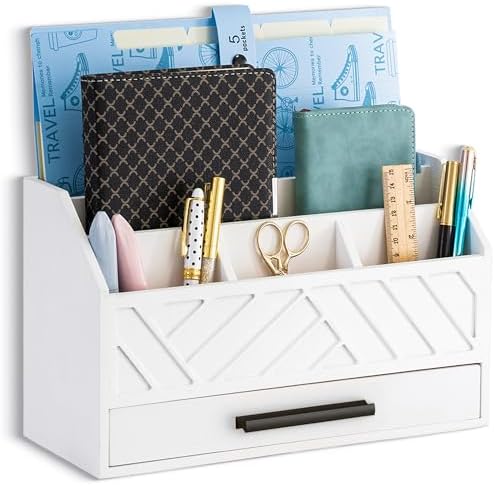 Desk Organizer with Drawer, Countertop Bill Mail Organizer and File Storage by dreampossible
