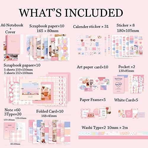 UPSYTIO Vintage Scrapbook Kit, Journaling Scrapbooking Supplies with A6 Grid Notebook, Aesthetic Paper, Stickers, Washi Tape for DIY Craft - Image 2