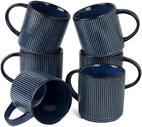 famiware Coffee Mug Set of 6, Star 12 oz Ceramic Mugs Cups Set with Handle by Famiware