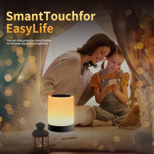 OORUN Touch Bedside Table Lamp,13 RGB Colors & 5 Brightness, USB Rechargeable Desk Lamp, Remote Control Dimmable Light with RGB Color Changing,Portable Lamp for Baby (Black) - Image 5