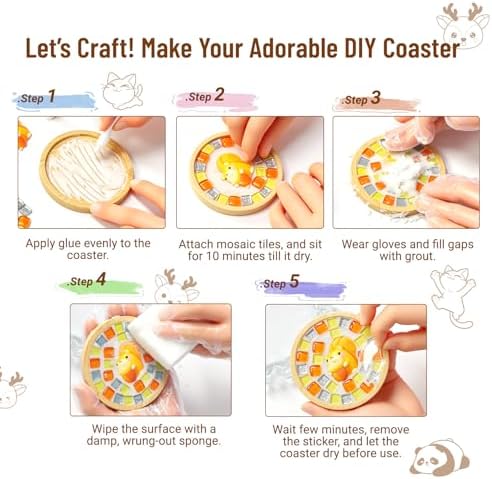 4 Packs Mosaic Coaster Kit, Mosaic Craft Kit for Beginner, with Gift Box - Image 3