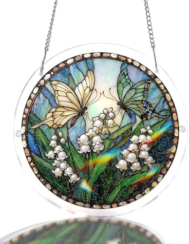 Acrylic Jigsaw Puzzle Suncatcher - Butterfly Flower by wudhank