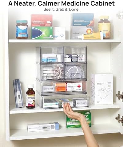 Vtopmart Clear Stackable Storage Drawers Set of 5, Plastic Organizer Bins - Image 5