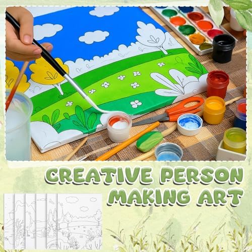 Sherr 96 Pcs 12 Set Pre Drawn Canvas Painting Kits, Landscape - Image 4
