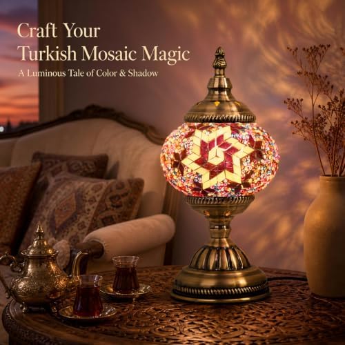 DIY Turkish Mosaic Lamp Kit for Adults & Teens, 5.2" Shade, Purple - Image 5