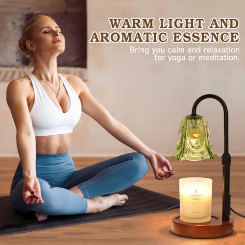 Small Candle Warmer Lamp with Timer, Adjustable Green Lamp Warmer for Jar Candles, Christmas Birthday Gifts for Women Mom Her, Unique Dimmable Candle Heater, Cute Wax Warming Light with Wood Base - Image 5