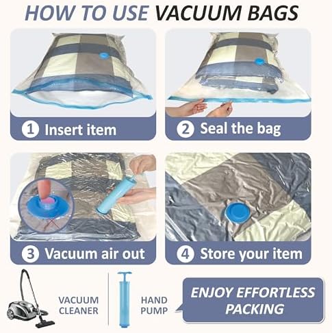 4 XXL Jumbo Vacuum Storage Bags for Bedding, Space Saver with Hand Pump - Image 6
