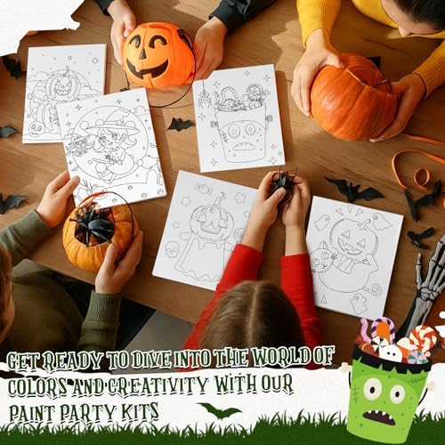 Sherr 15 Set 75 Pcs Halloween Pre Drawn Painting Canvas Kit for Adults - Image 4