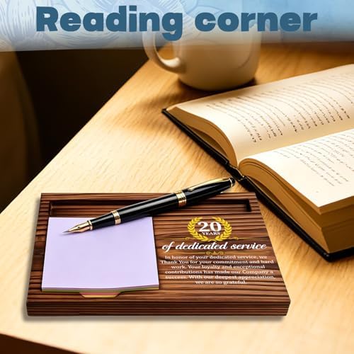 FOUGSTA 20 Years of Dedicated Service Wooden Note Pen Holder, Work Anniversary Appreciation Gift for Project Team, Thank You Desk Accessory for Employee, 16.5 x 12 x 1.5 cm, XXN69 - Image 5