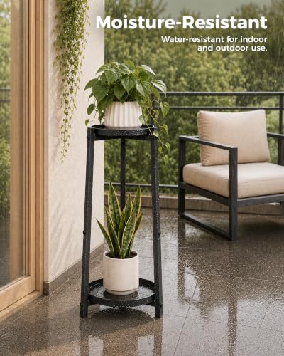 Bamworld Tall Outdoor Plant Stand 30 Inch 2 Tier All Metal Plant Holder - Image 3