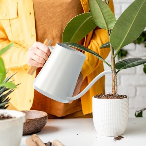 Green Moon 1L/35oz Metal Watering Can Indoor with Long Spout, White - Image 6