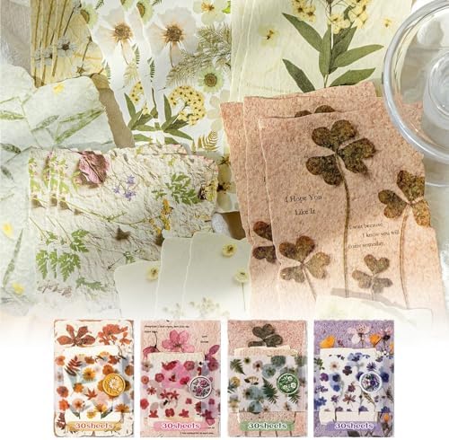 120 Pcs Floral Textured Scrapbook Paper Junk Journal Supplies Stationery - Image 6