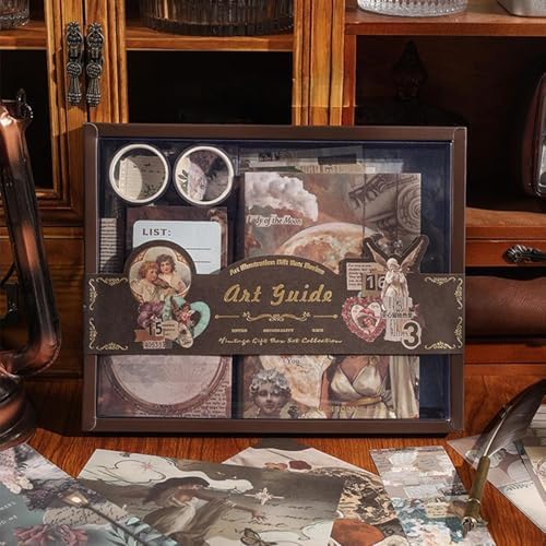 ATIRAMANIYA 346pcs Vintage Scrapbook Kit Aesthetic Junk Journal Set with Stickers, Washi Tape, A6 Notebook & Decorative Paper, All-in-One Scrapbook Kit Stationery (Star and Art Museum) - Image 7