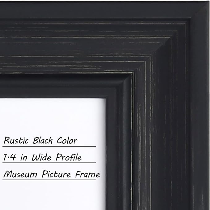 Yaetm 16x20 Picture Frame Matted to 11x14 Set of 4, 1.4" Wide Molding & Distressed Black Poster Frames 16 x 20 for Wall Gallery, Home and Office, Wall Mount (4 Pack, Black)